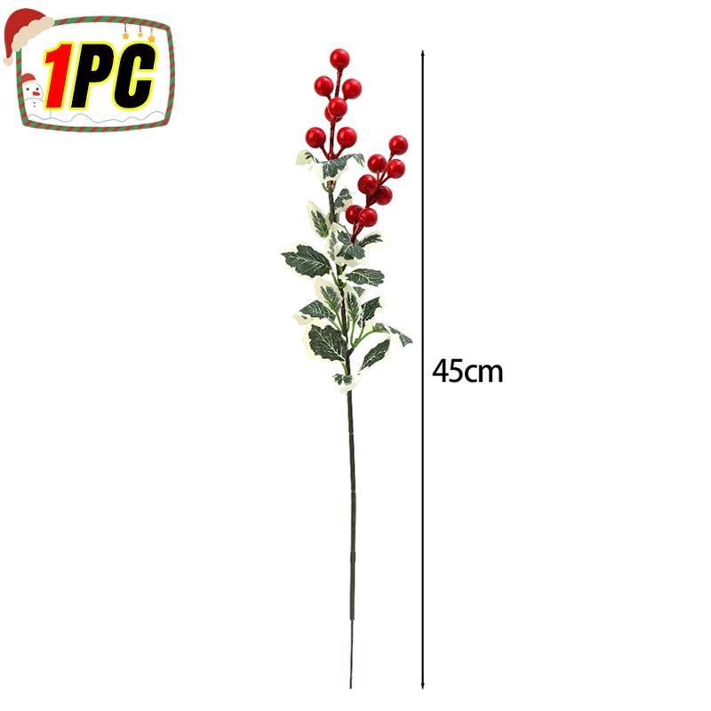 Красная ягодная ветка, рождественские искусственные листья падуба, цветок, рождественская новогодняя вечеринка, украшение для дома, упаковка, подарок, поделки своими руками