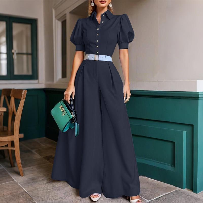 ZANZEA Women Short Sleeve Blouse and Wide Leg Pants Casual Two Piece Suit Sets