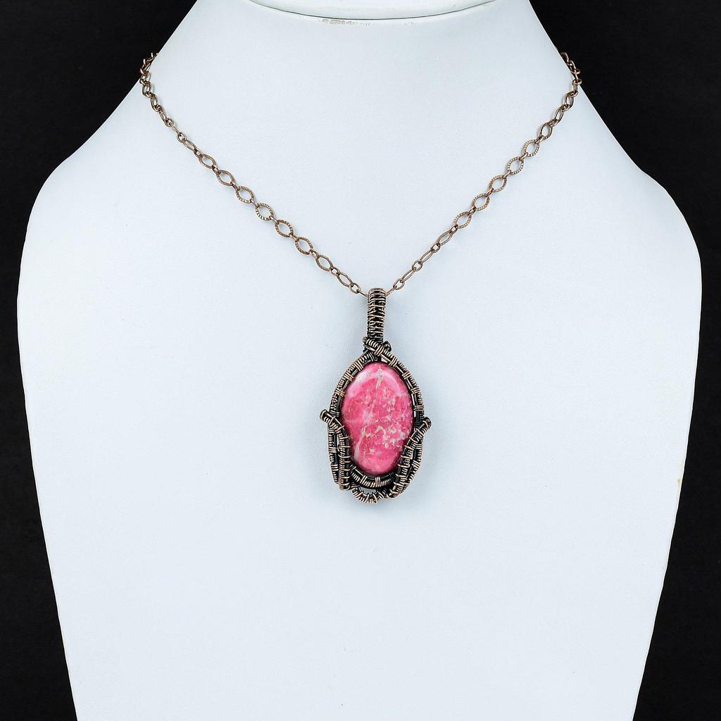 Подвеска из драгоценного камня Тулит, подвеска из медной проволоки, антикварная подвеска, подвеска из тулита, подвеска ручной работы, подвеска из медной проволоки, подарок для мамы