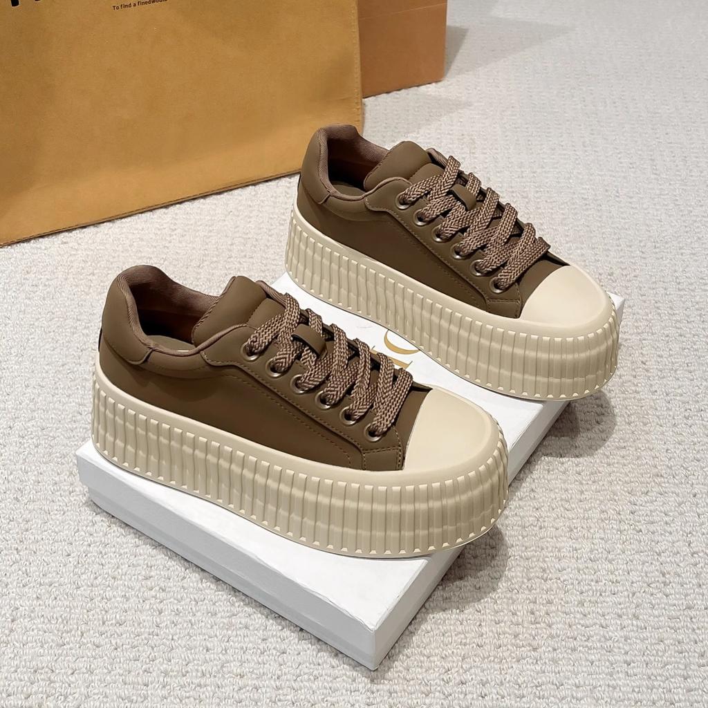 Женские кроссовки на толстой платформе из искусственной кожи, брендовая дизайнерская обувь для женщин, модная повседневная обувь, легкая нескользящая женская обувь