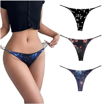 VATEIS Сексуальное бикини Женское нижнее белье T-бэк, Трусики с низкой посадкой, Стринги, Бесшовные, Нескользящие, Бесшовные, 3 штуки (Размер 3L)
