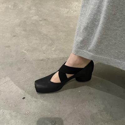 Версия из овчины~ Кожаные балетки женские ретро толстый каблук туфли с квадратным носком Мэри Джейн на высоком каблуке