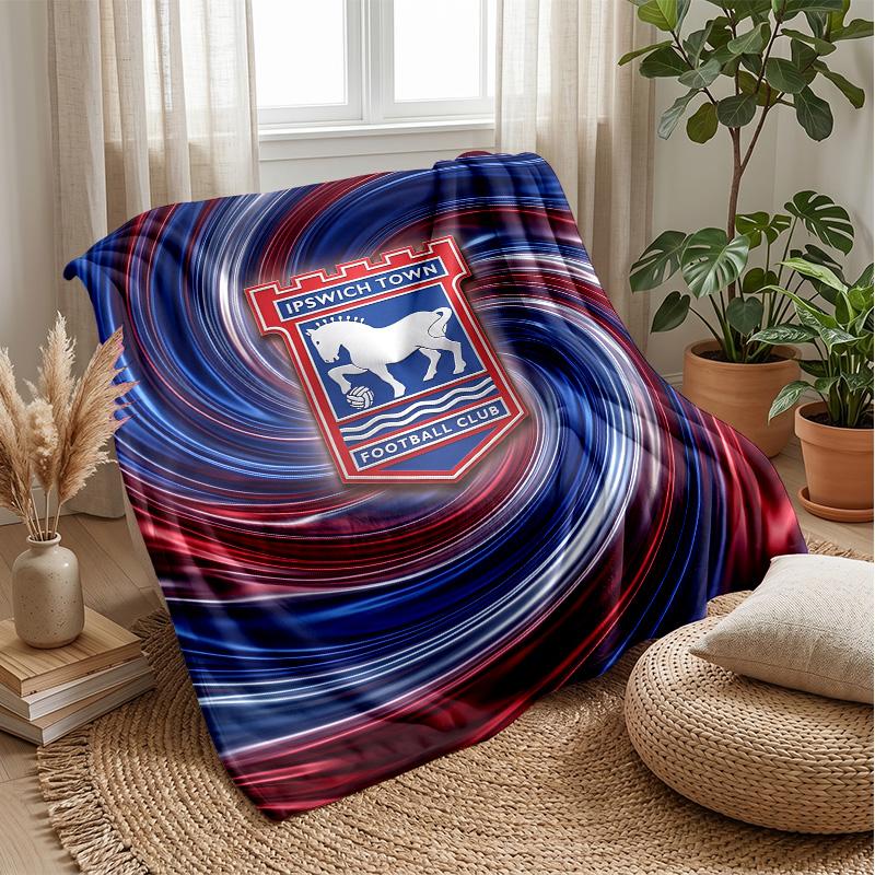 Ipswich Town Football Print Flannel Blanket, Soft Warm Lightweight Throw Blanket for Sofa Bed Camping