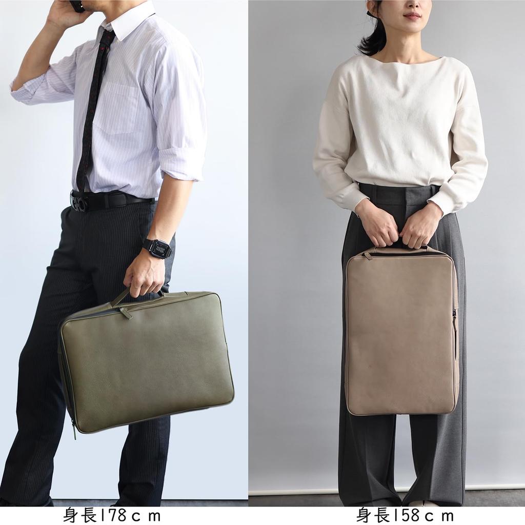 SQUAIR Building Made Genuine Leather Backpack [STATUSY] 2-story Possible! Thin, Large-capacity, Easy-to-use Japanese-made (khaki)