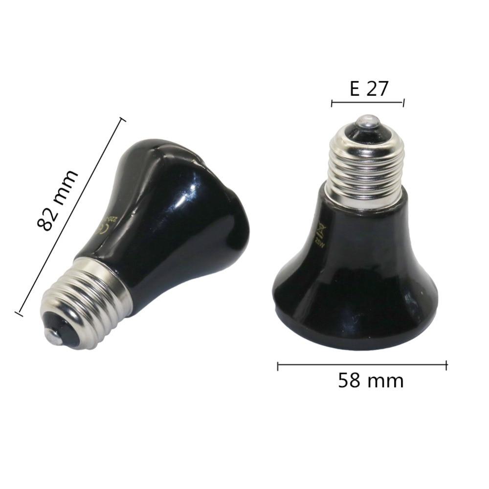 Pet Heating 25w100w Light E27 Small Conical Ceramic Emitter Heat Bulb Black For Reptile Pet Brooder Lamp 1pc