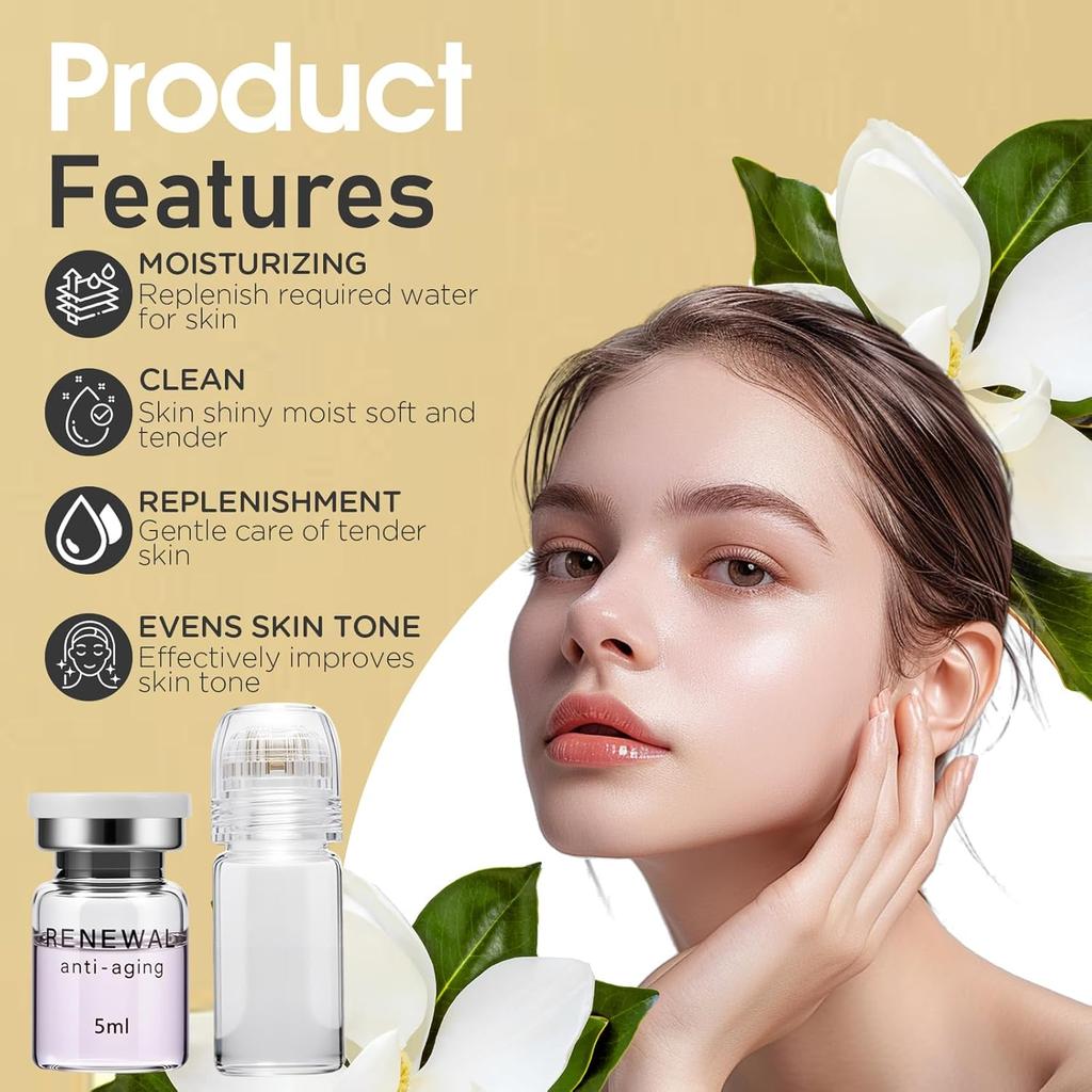 Система микроинфузий, 0,25 мм косметический штамп для лица из 24-каратного золота, ампулы с пептидной сывороткой, увлажняющий и придающий объем набор для сияния