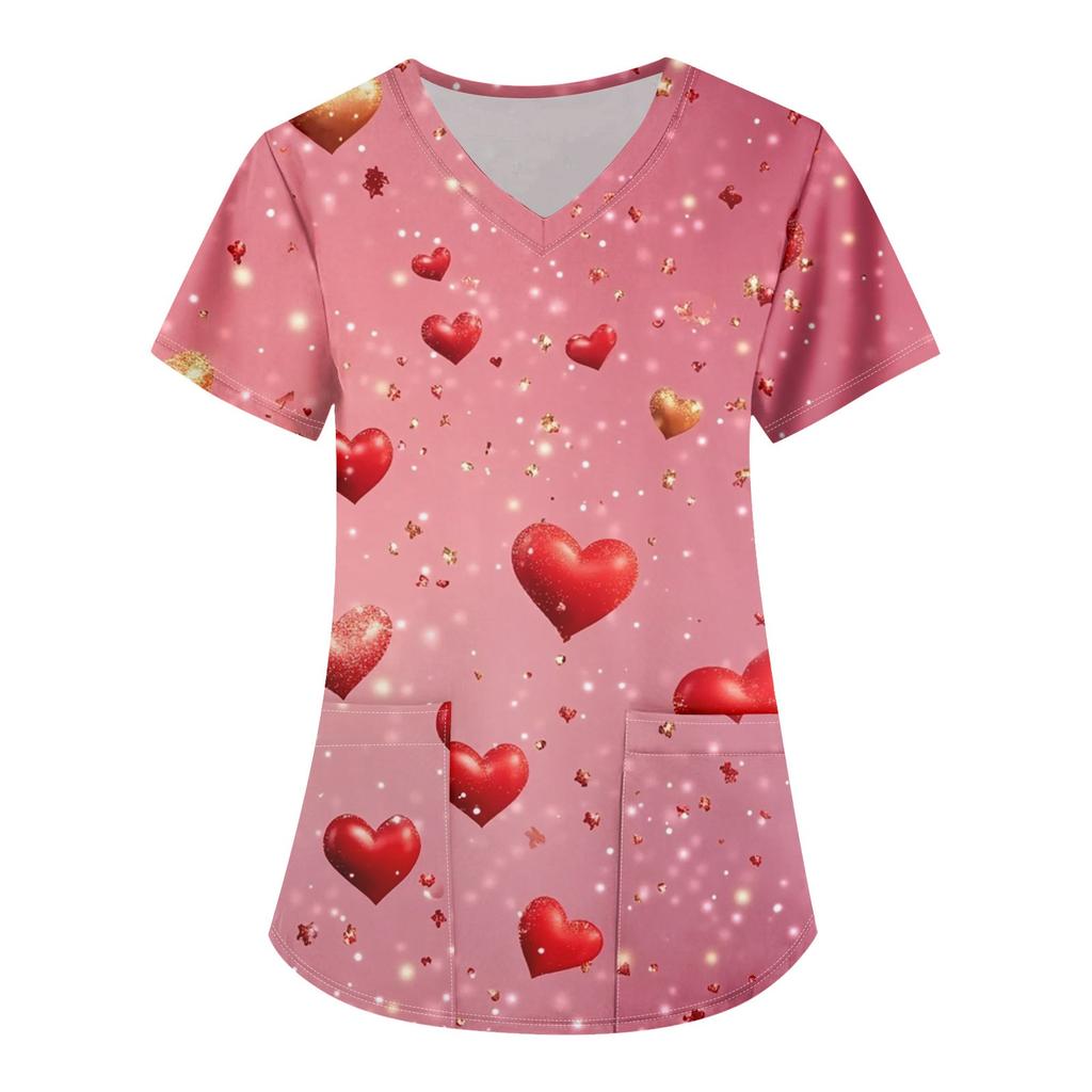 Women's Printing Uniform Work Uniform V-Neck Pocket Protective Work Uniform