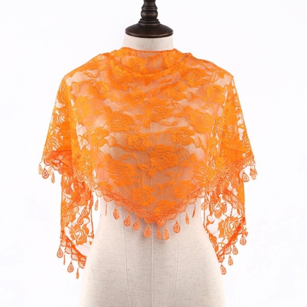Sun Protection Printed Wraps Colorful Flower Triangle Headband Elegant Lace Scarf Holiday