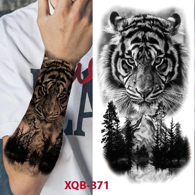 1PCS Tattoo Temporary Men Fake Sleeve Tattoo Stickers Tiger Wolf Lion Tattoo Arm Body Art Fake Tattoo Men