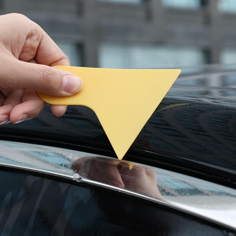 Скребок для автомобильной пленки, инструмент для установки защитной пленки для автомобильных стекол, пленка для автомобильных фар, пленка для телефона, желтый треугольный пластиковый скребок