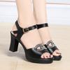 Fashion Soft Leather Breathable Women's Platform Sandals Summer 2024 Block High Heels Fish Mouth Open Toe Office Mom Beach Sandals