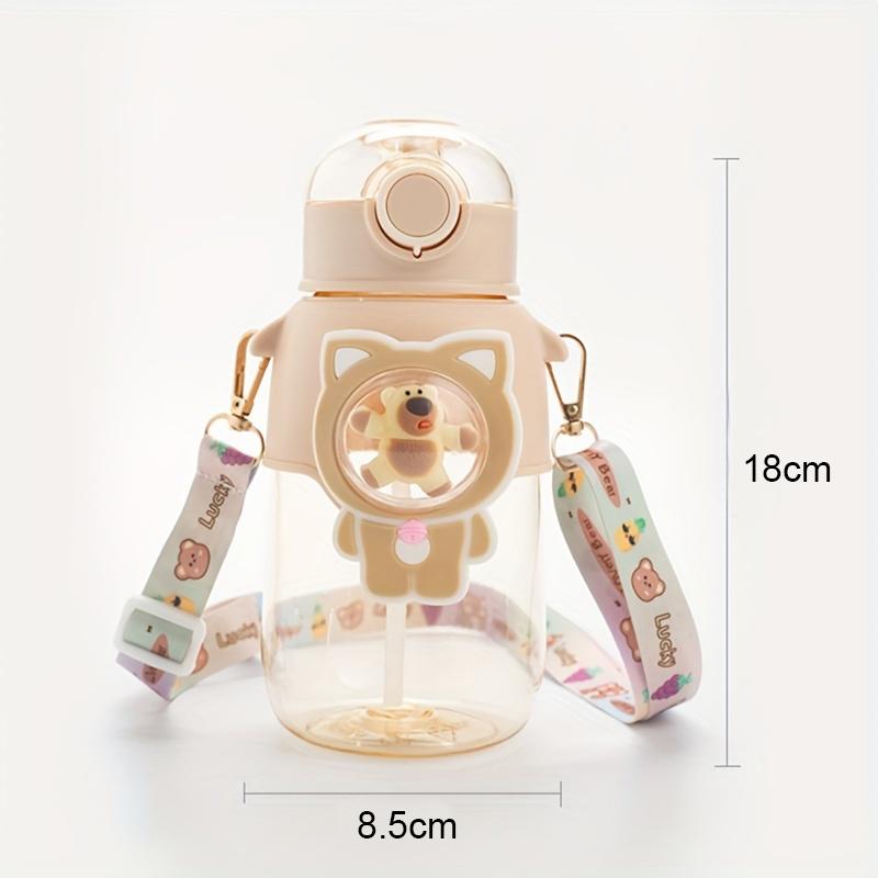1pc 600ml Cute Water Cup Summer High-value Girl Plastic Portable Straw Large-capacity Water Bottle With Strap For Student School