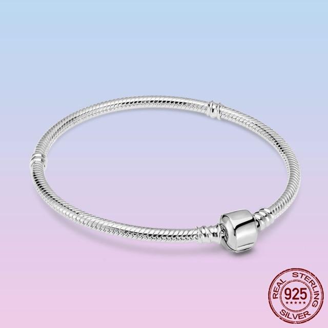 Элегантный браслет Pulseira из стерлингового серебра 925 пробы, браслет-цепочка в виде змеи бесконечности для женщин, оригинальный подарок в виде бусин с подвесками