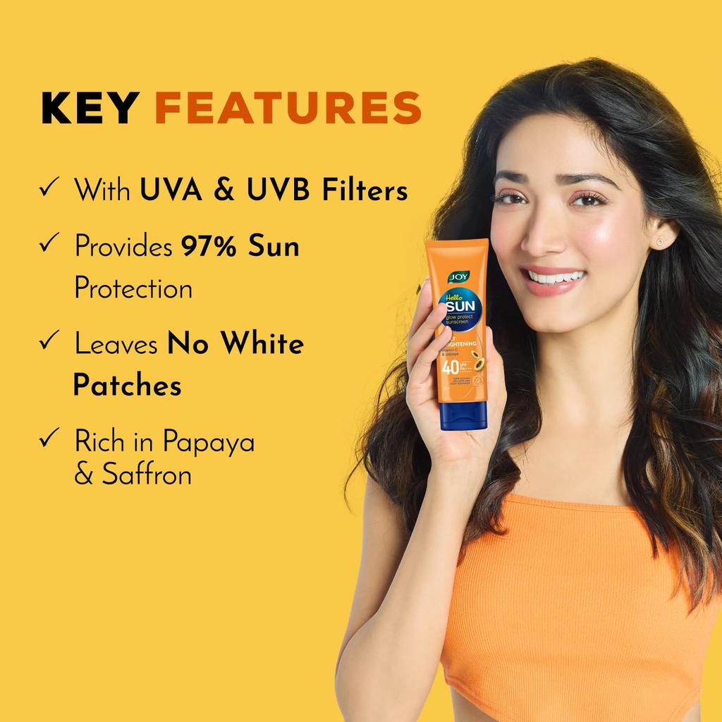 JOY Extreme Protection Anti Tan SPF 40 Face And Body Sunscreen 60ml X 2 Lightweight Water Resistant Zero White Cast For Normal And Oily Skin