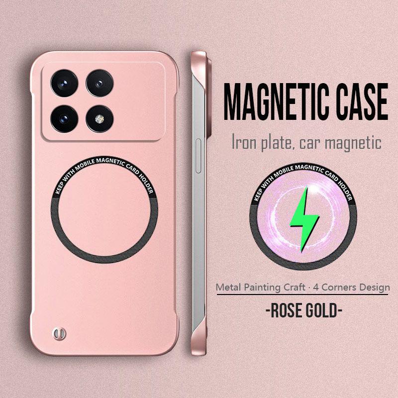 Магнитный металлический рисунок краски ультратонкий безрамочный чехол для телефона Xiaomi Poco X7 X6 F6 F5 Pro F3 чехлы для беспроводной зарядки