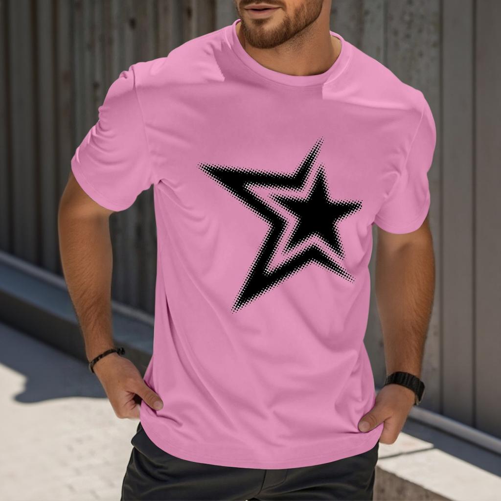 Мужская модная футболка с принтом, круглым вырезом, прямыми плечами и короткими рукавами