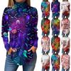 Ladies' Loose High Neck Printed Long Sleeved T-shirt Top Pullover For Halloween