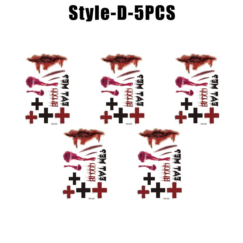 Хэллоуин Водонепроницаемые Временные Наклейки Татуировки Сексуальный Кровавый Макияж Зомби Шрам Татуировка Украшение Рана Ужас Кровь Наклейка