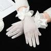 Women Chiffon Sunscreen Driving Gloves Bow Lace Gloves Bride Mittens