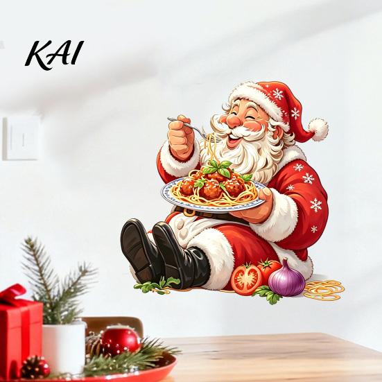 Festive Party Supplies Santa Claus Wall Sticker, Waterproof PVC Decal, Removable Decorative Window Clings Art for Glass Windows And Doors Durable
