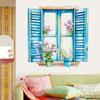 3D Наклейка на стену в виде фальшивого окна, самоклеящаяся, наклейка с цветком и бабочкой на подоконник для украшения гостиной, спальни, домашнего декора