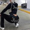 Велюровый костюм для шитья Juicy Толстовки Вельветовая толстовка на молнии и брюки Спортивная одежда 2024 Женский весенне-осенний спортивный костюм Кроп