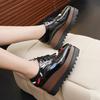 British Style Patent Leather Wedge Casual Single  Women's Versatile Platform Muffin Shoes 2025 Autumn Small Leather Shoes HZB