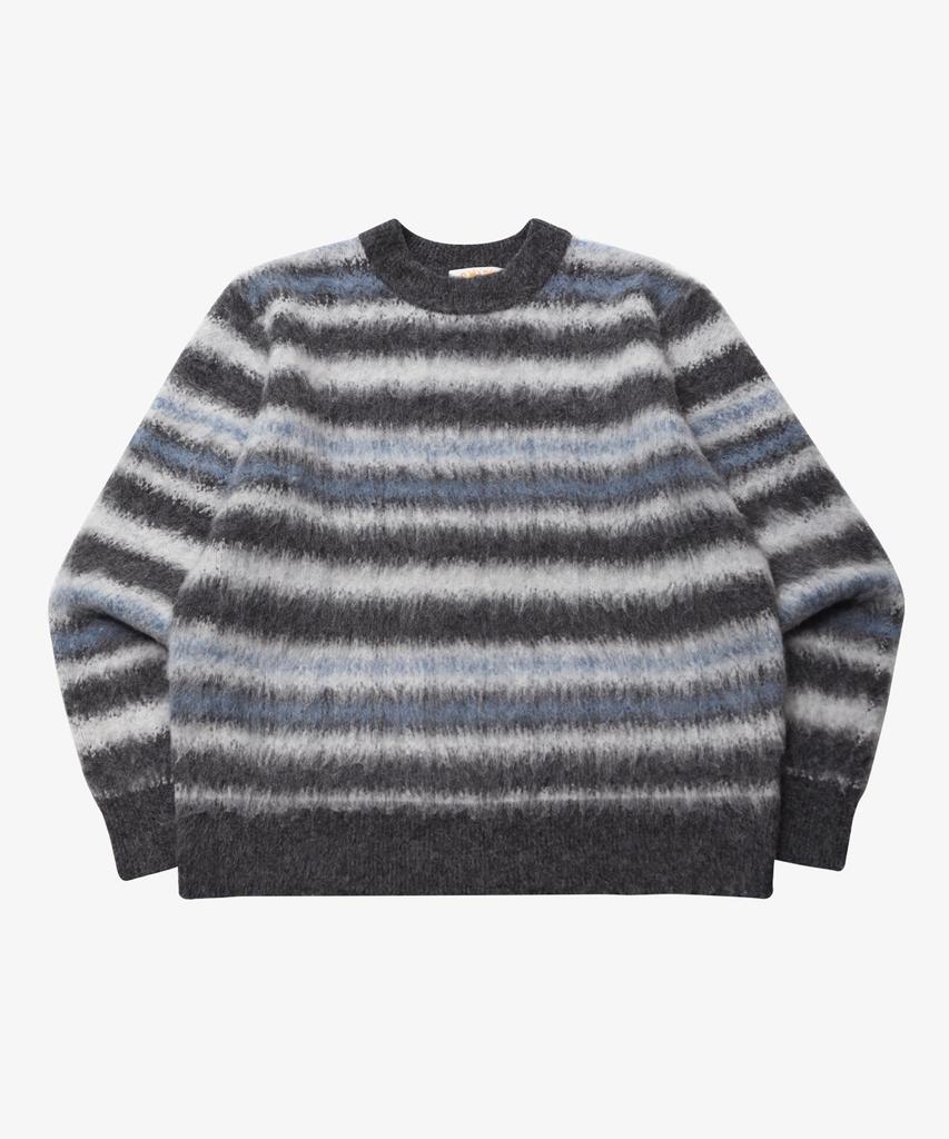 GOLDEN SUNSHINE Wool Stripe Boucle Knit_Grey