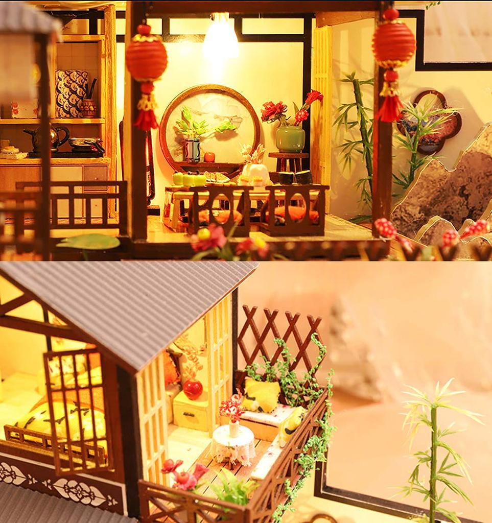 Moin moin кукольный домик миниатюрный набор ручной работы японский стиль японский дом инструкция особняк осенние кленовые листья большой светодиодный светильник 2006DH160
