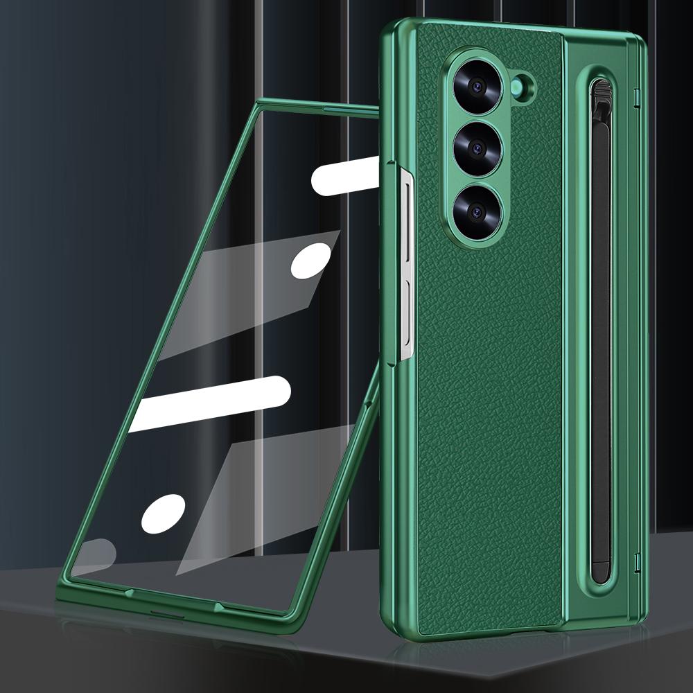 Гальванизированный Чехол-Петля для Телефона Samsung Galaxy Z Fold 6 5 4 5G Fold6 Стекло Экрана Стилус Всесторонний Держатель для Стилуса Чехол