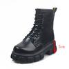 Fashion Botas Women Motorcycle Ankle Boots Wedges Female Lace Up Platforms Spring Black Leather Oxford Shoes Woman 2024 Botas Mujer