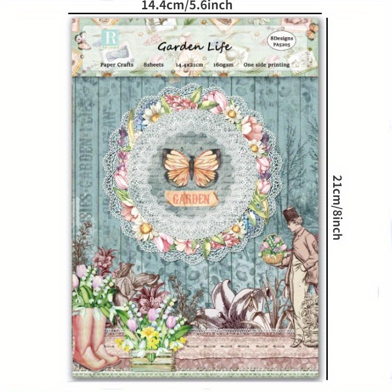 Garden Life Scrapbook Paper Pad Assorted Pattern Decoupage Cardstock Vintage Scrapbooking DIY Decorative Cardmaking Supplies