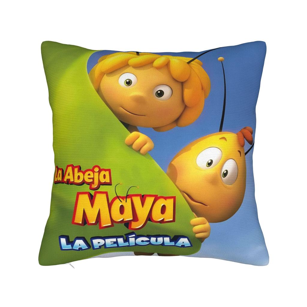 Maya The Bee With Flowers Cartoon Pillowcase Merch Soft Cushion Cover Gift Throw Pillow Case Cover Home Multi Size