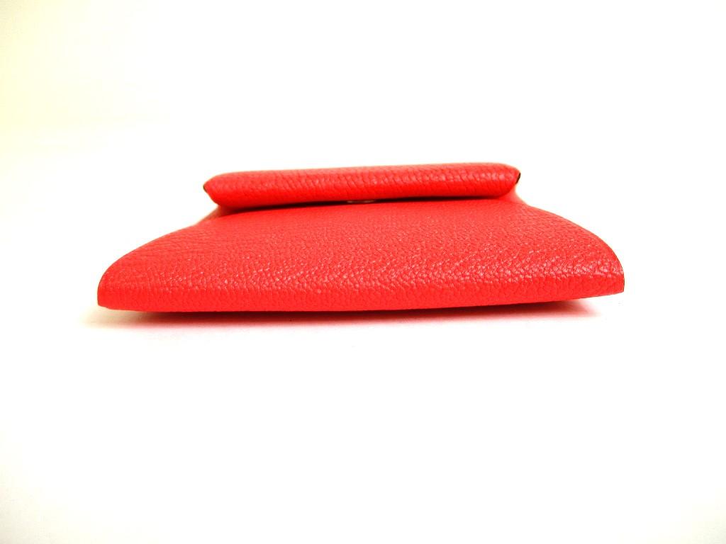 Authentic HERMES Pink and Brown Chevre Myzore Leather Coin Purse Bastia #9920 Refurbished