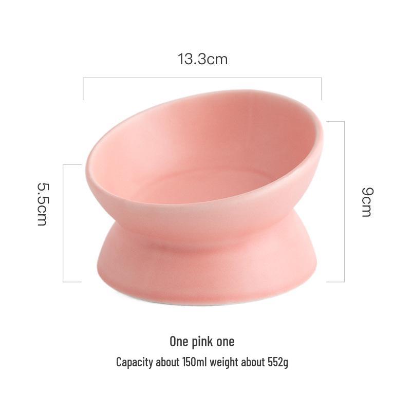 Наклонная керамическая миска для питомцев для кошек и собак - Дизайн на высокой ножке для защиты шейных позвонков