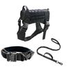 Large Dog Tactical Harness Vest With Adjustable Nylon Collar Leash Set Outdoor Training
