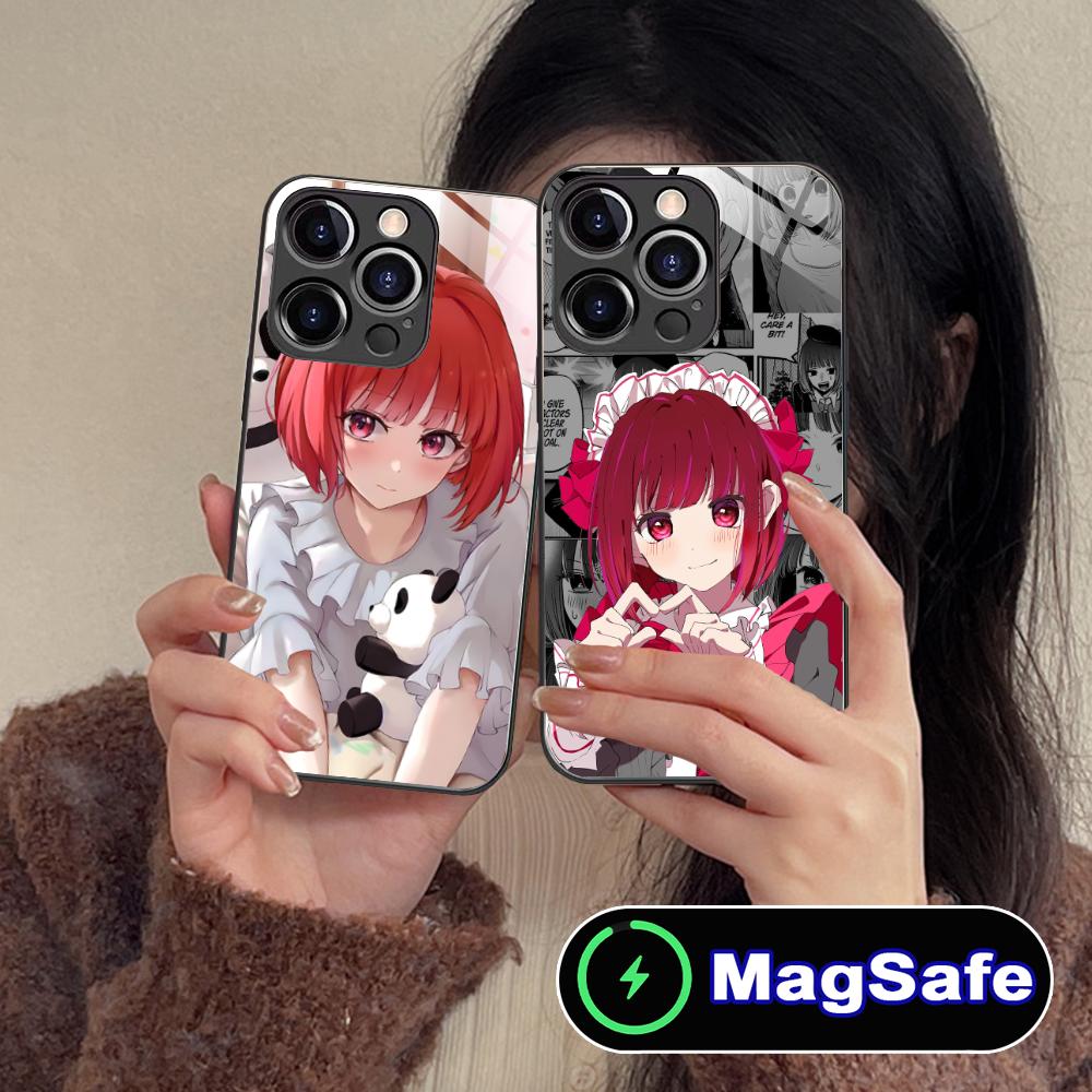 Чехол для телефона Oshinoko Арима Кана для iPhone 17 16 15 14 13 12 11 Air Pro Max Plus Mini MagSafe Стеклянный Цветной Чехол Красивый Чехол