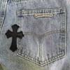 99150 CHROME HEARTS Мужские и женские модные джинсы в американском стиле с тканевыми нашивками, вышивкой, повседневные и модные уличные брюки