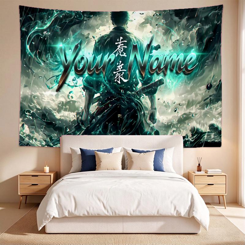 Roronoa Zoro (1) Custom Name Tapestry Wall Hanging Tapestry Wall Art Decor for Bedroom Living Room