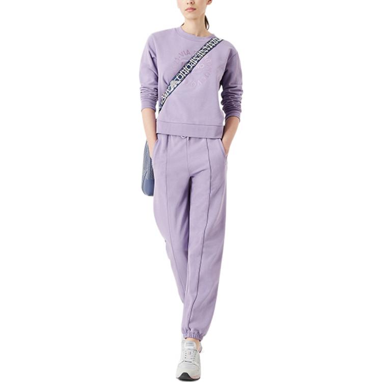 Emporio Armani FW22 Однотонная толстовка с длинным рукавом и круглым вырезом, вышитая логотипом-буквой, женская толстовка, фиолетовая, 6L2M7D-2J49Z-0831