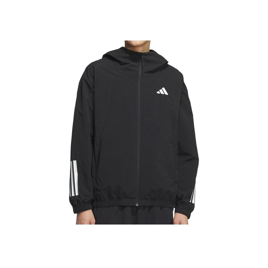adidas SS25 Logo Sports Casual Hooded Jacket Men Jackets Black KC3926