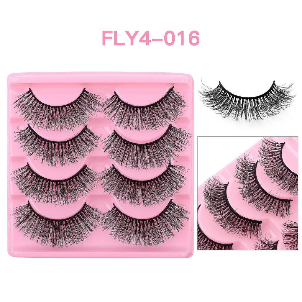 4 пары накладных ресниц, густые ресницы, преувеличенные растрепанные ресницы, имитация растрепанных ресниц