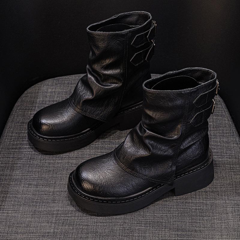 Короткие сапоги в британском стиле, рыцарские сапоги, толстые брюки, студенческие ботинки