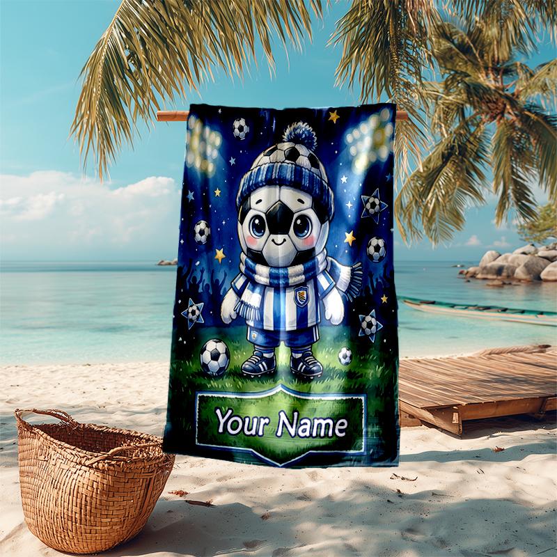 1PC Custom Name Soccer Star Dreams Beach Towel Highly Absorbent And Sand-Resistant Towel for Swimming, Pool, Yoga, And Travel Lightweight