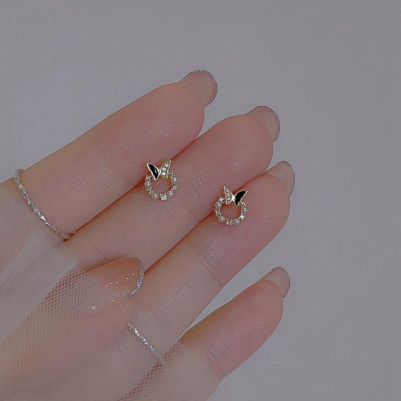 Серьги-гвоздики с бриллиантами в виде бабочек, женские летние серьги Niche Design Sense Zircon Circle, серьги с бриллиантами Flash