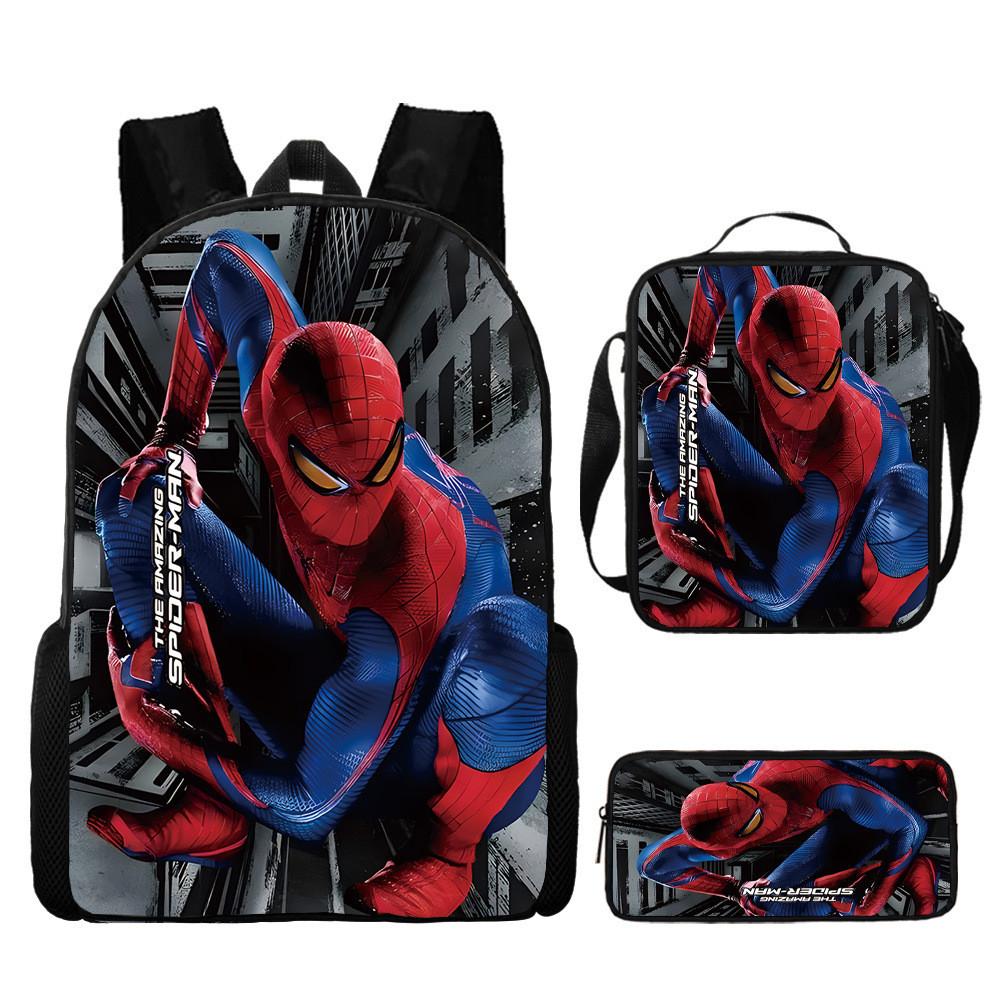 Spiderman School Backpack Set With Oxford Fabric Breathable Waterproof For Kids