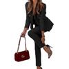Women's Solid Color Two-Piece Suit Set, Business Casual Blazer with Trousers for Office Commute, Professional Workwear Coord for Modern Workplace