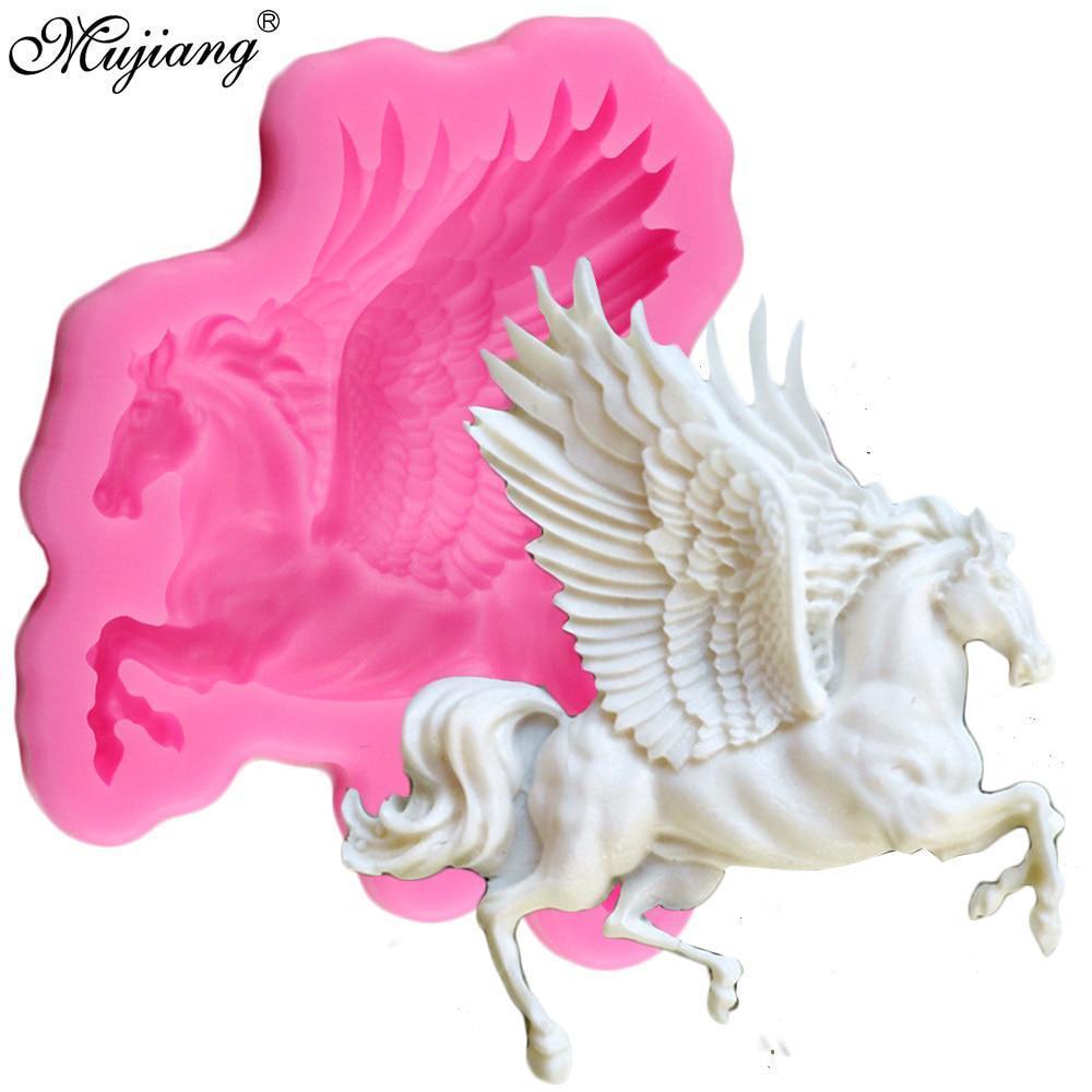 Silicone Mold 3D Pegasus Horse Candy Chocolate Fondant Molds Sugarcraft Cake Decorating Tools Moulds