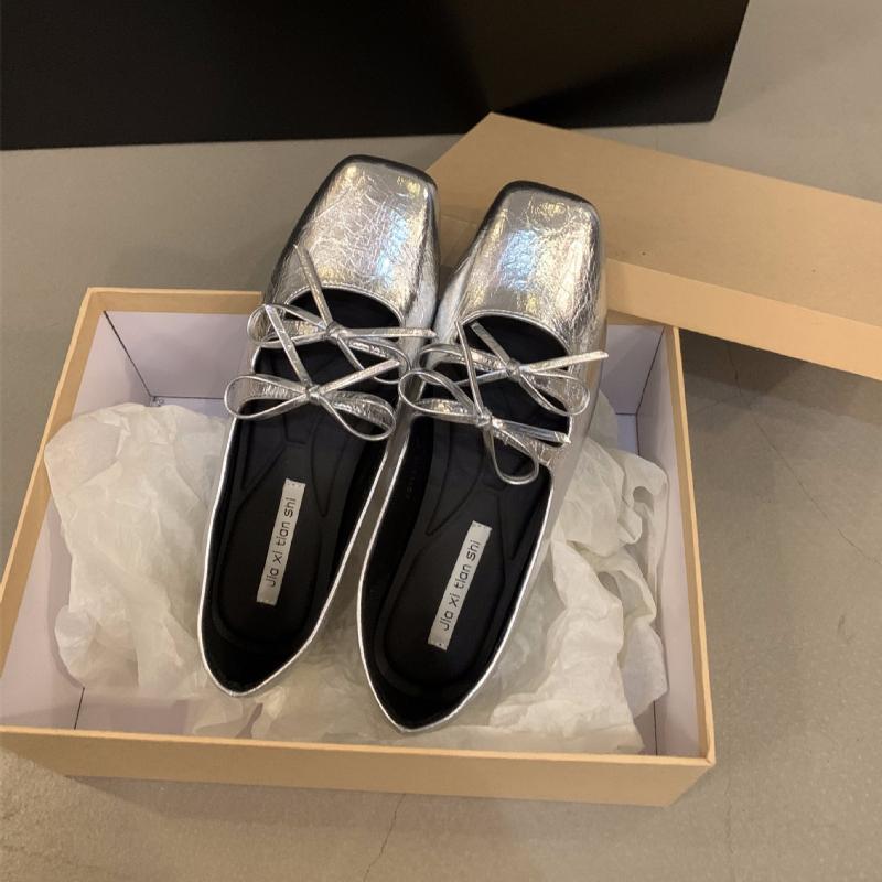 Сладкие туфли Мэри Джейн с двойным бантом для женщин, Новые 2024, с квадратным носком, на плоской подошве для платья, Женские красные туфли с мягкой подошвой, Zapatos