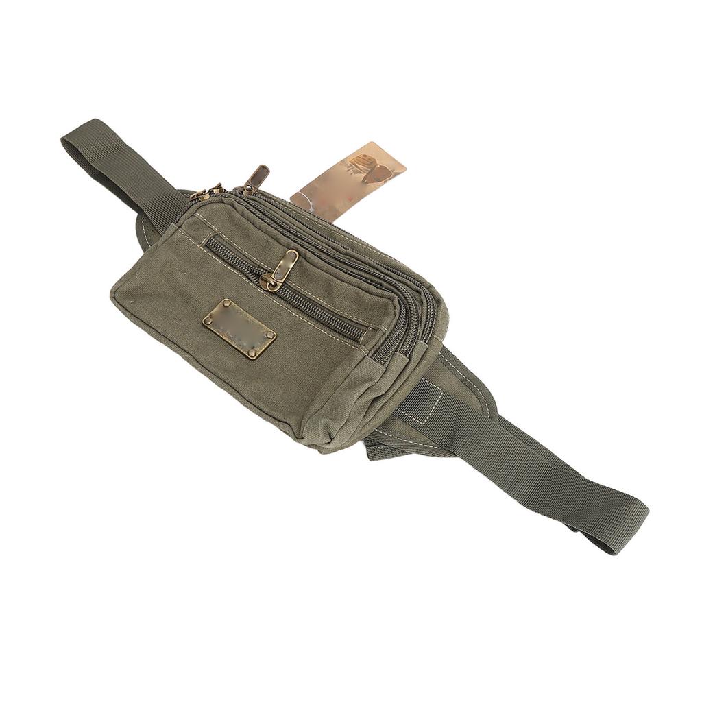 Sports Waist Bag Large Capacity Adjust Strap Multi Pockets Outdoor Waist Pouch for Men OD Green L